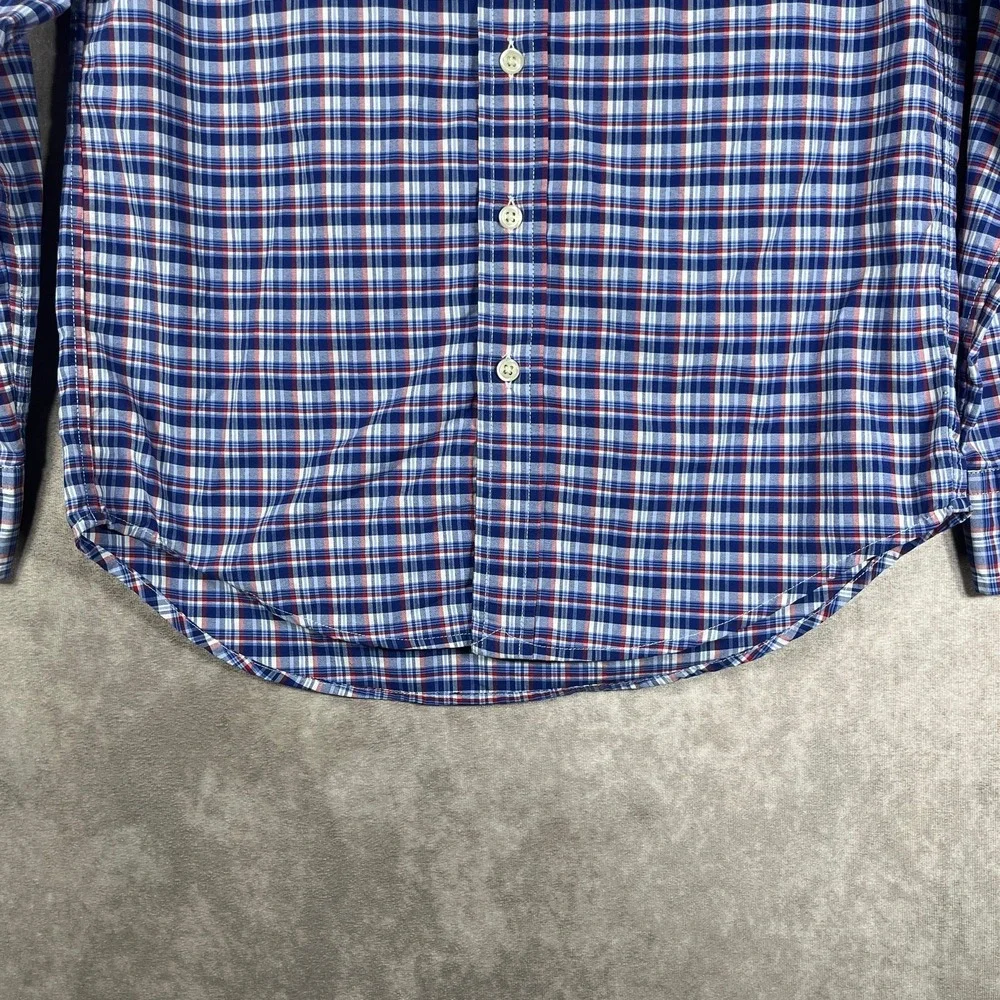 Ralph Lauren Performance Shirt Boys Medium 10-12 Blue Plaid Button Down Casual